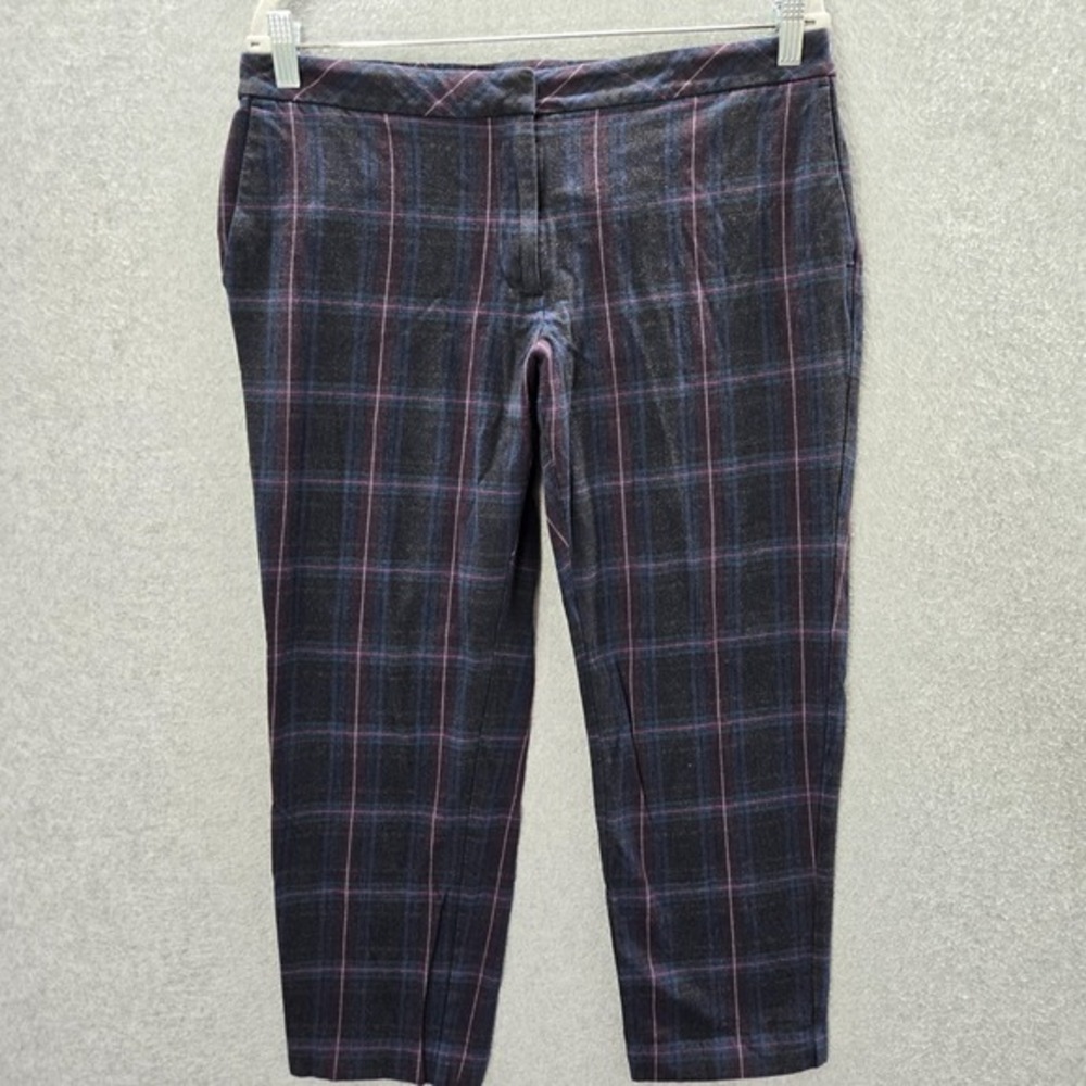 J Jill Women Pants 12 Petite Gray Plaid Dress Premium Bi Stretch 24" Inseam